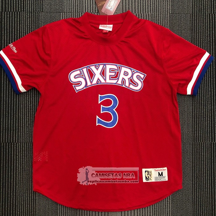 Camiseta Manga Corta Philadelphia 76ers Allen Iverson NO 3 Rojo